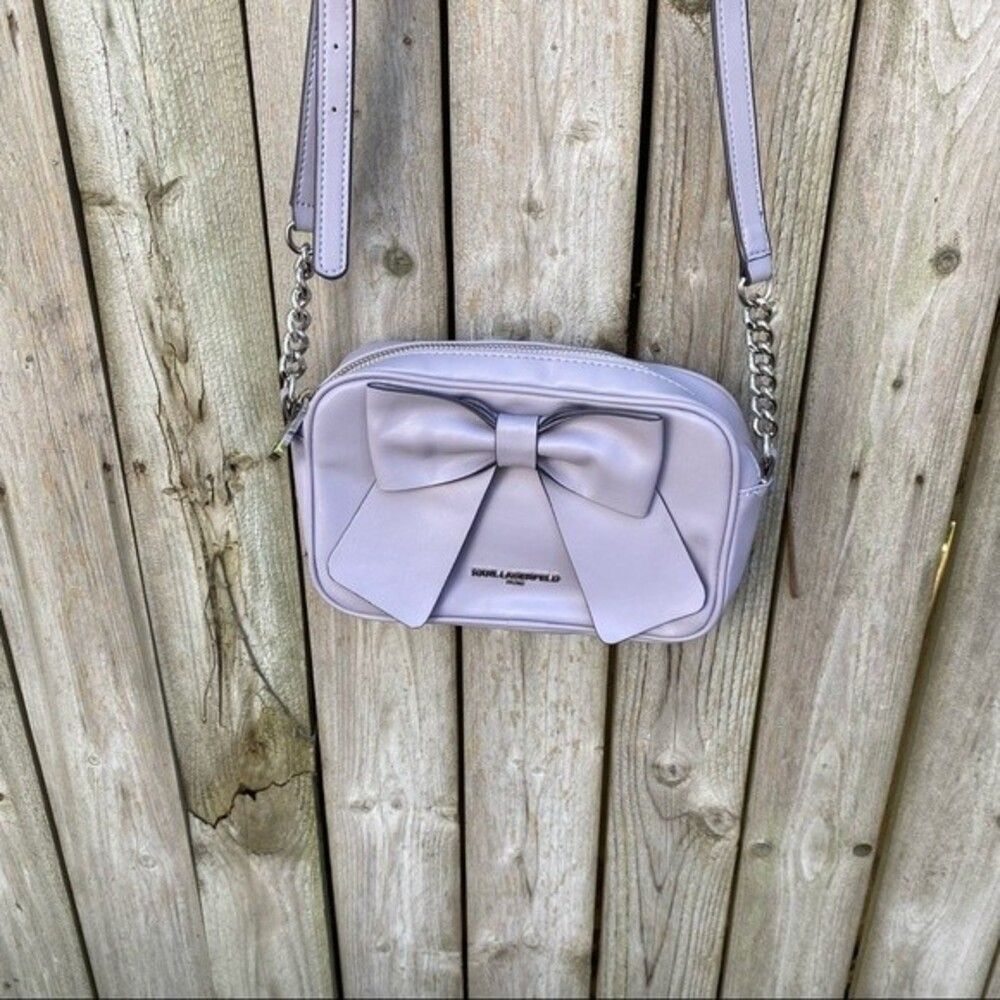Karl Lagerfeld Paris Kris Bow leather Crossbody Bag Dusty lavender - Picture 3 of 11